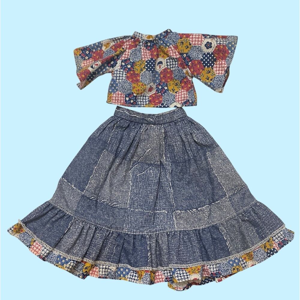 Fisher Price My Friend Mandy Doll #215 Patio Party Patchwork Top & Skirt Outfit